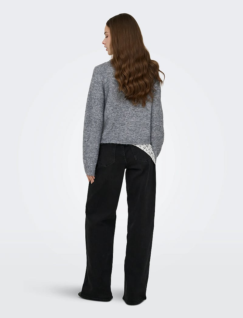 ONLY - ONLMIGGIE LS O-NECK PEARL CARDIGA EX KNT - cardigans - medium grey melange - 3