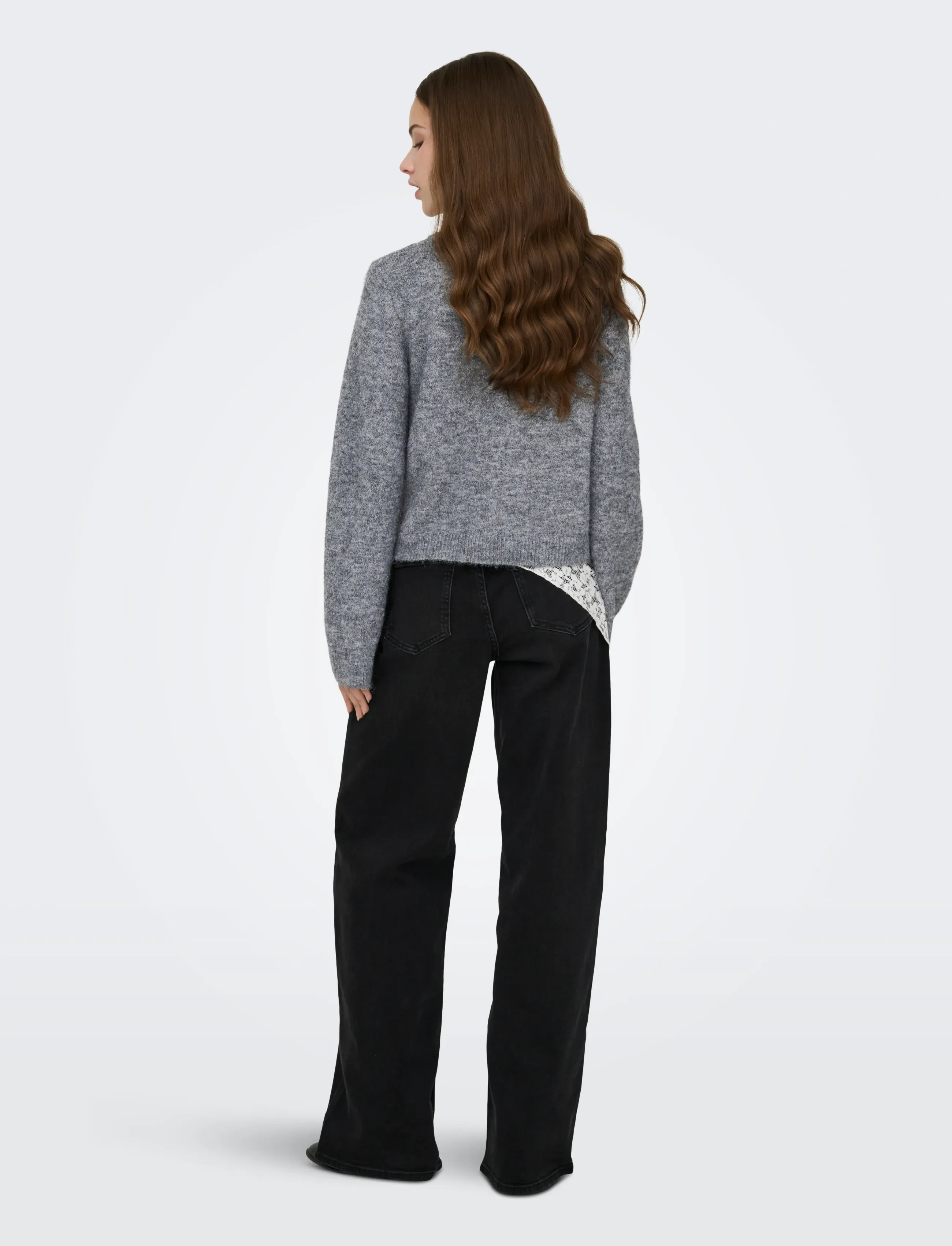 ONLY - ONLMIGGIE LS O-NECK PEARL CARDIGA EX KNT - cardigans - medium grey melange - 3