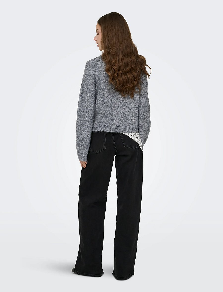 ONLY - ONLMIGGIE LS O-NECK PEARL CARDIGA EX KNT - cardigans - medium grey melange - 3
