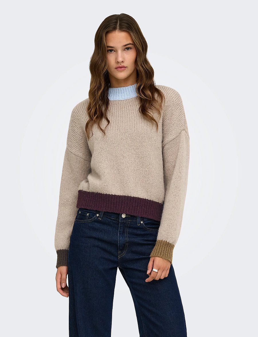 ONLY - ONLOLINA LS CONTRAST HIGHNECK CC KNT - cashmere blue - 0