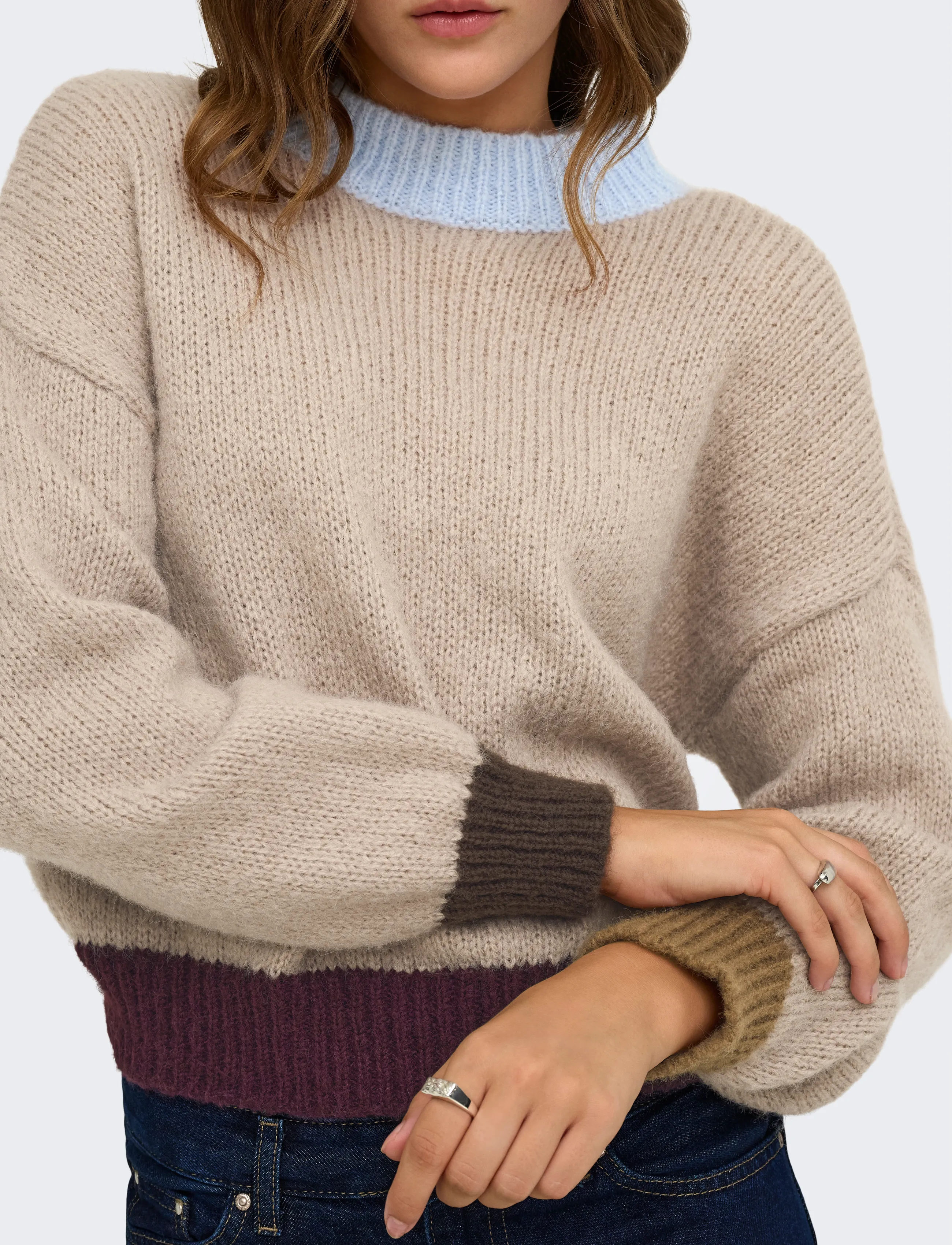 ONLY - ONLOLINA LS CONTRAST HIGHNECK CC KNT - jumpers - cashmere blue - 5