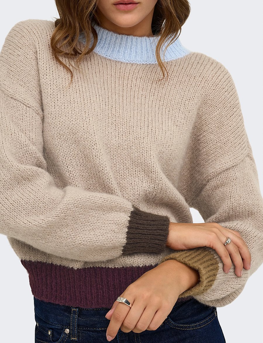 ONLY - ONLOLINA LS CONTRAST HIGHNECK CC KNT - cashmere blue - 5