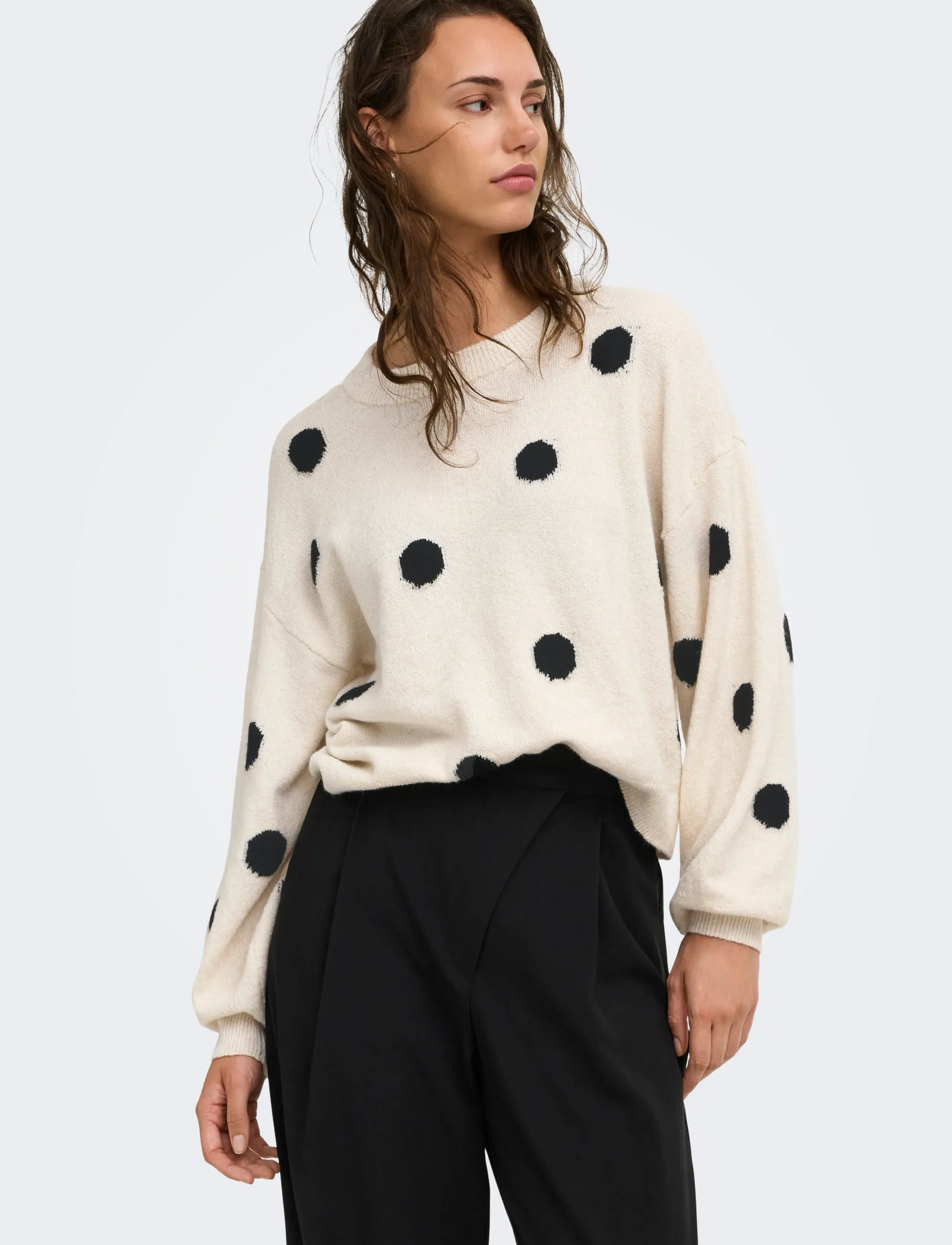 ONLY ONLRICA LS DETAIL O-NECK CC KNT - Geburtstag - BIRCH / cream