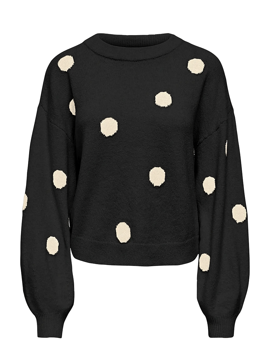 ONLY - ONLRICA LS DETAIL O-NECK CC KNT - stickade tröjor - black - 1
