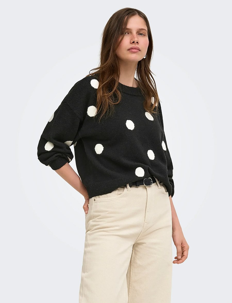 ONLY - ONLRICA LS DETAIL O-NECK CC KNT - stickade tröjor - black - 0