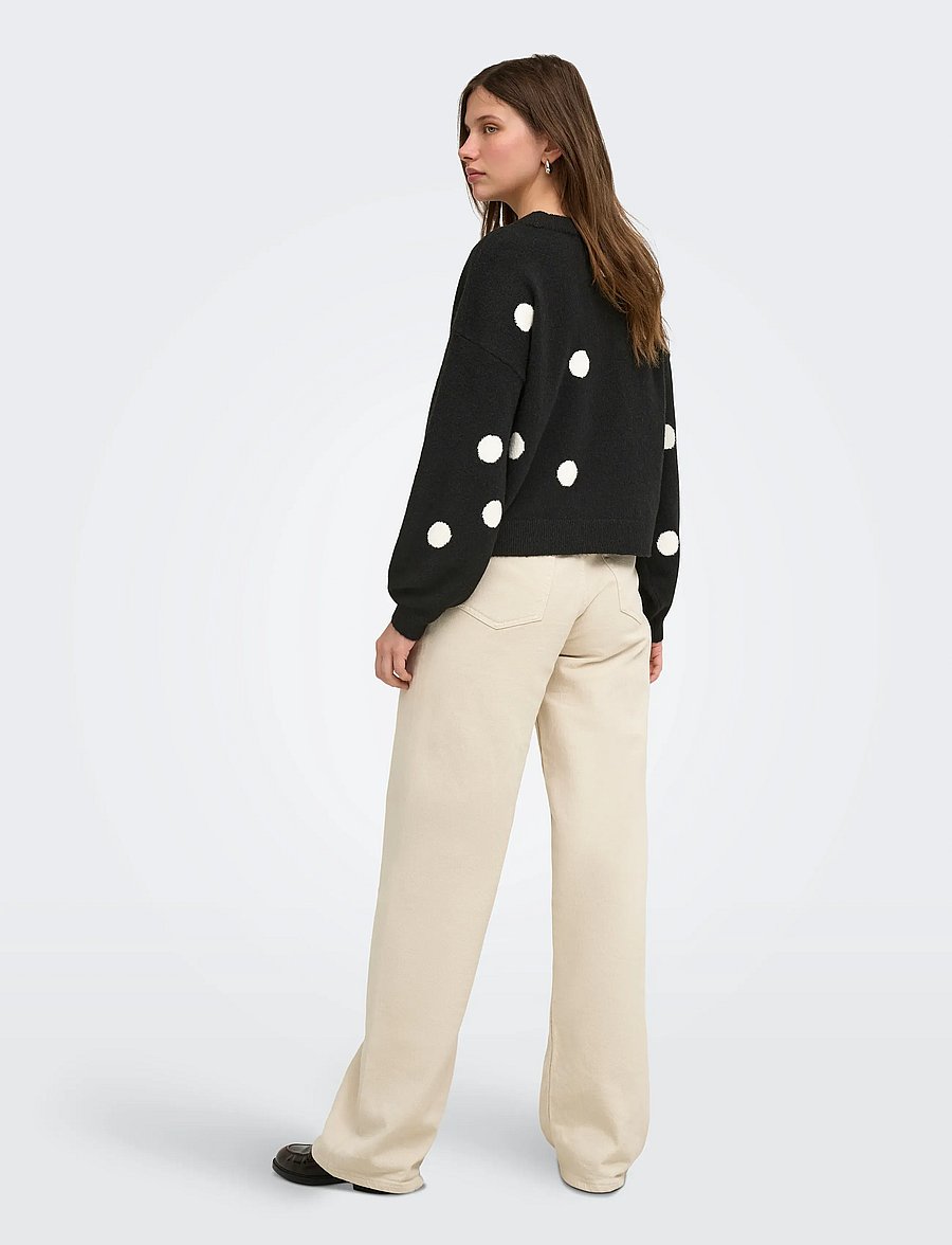 ONLY - ONLRICA LS DETAIL O-NECK CC KNT - stickade tröjor - black - 3