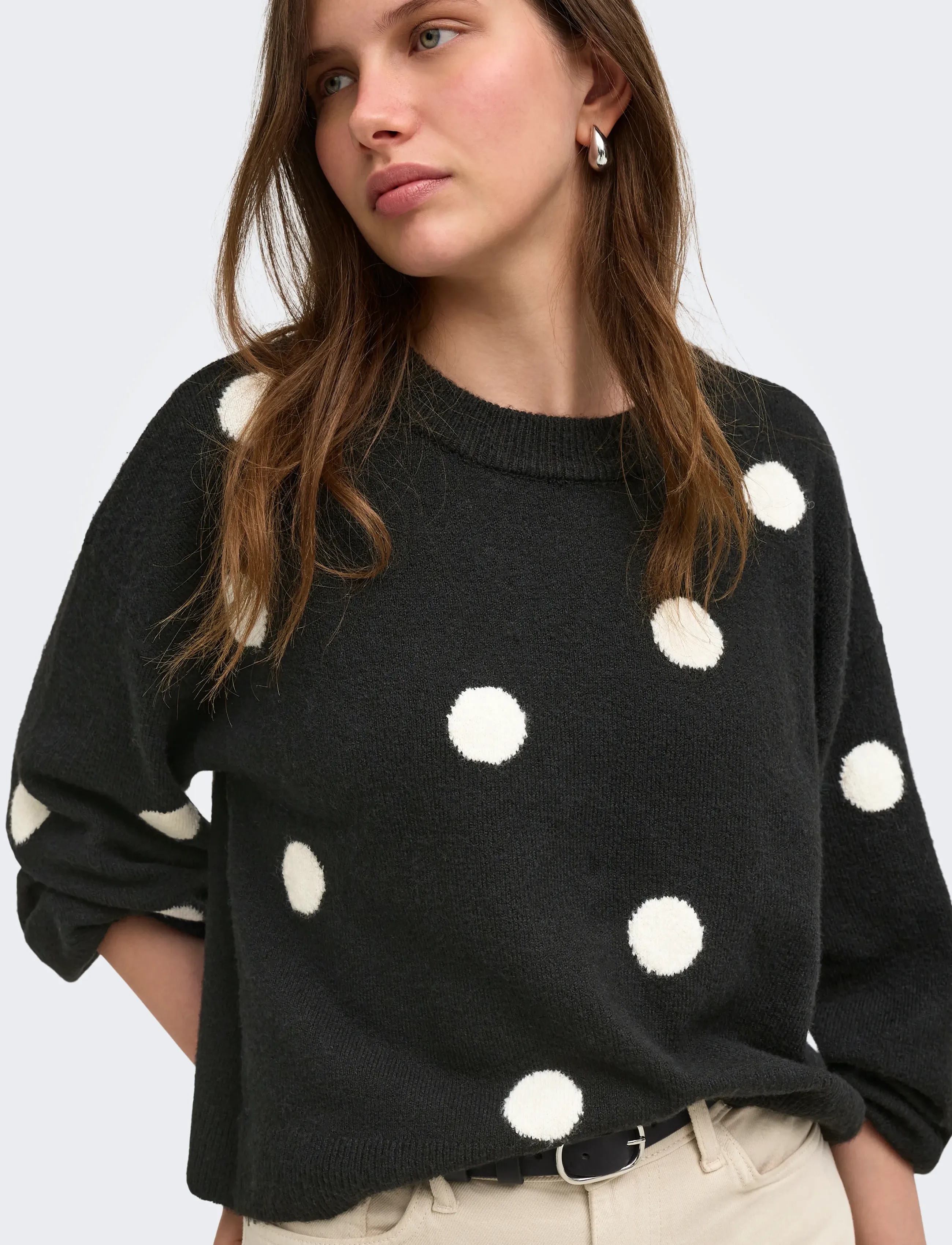 ONLY - ONLRICA LS DETAIL O-NECK CC KNT - stickade tröjor - black - 5