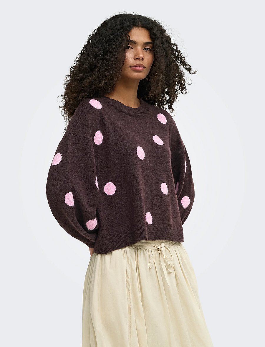 ONLY - ONLRICA LS DETAIL O-NECK CC KNT - stickade tröjor - fudge - 0