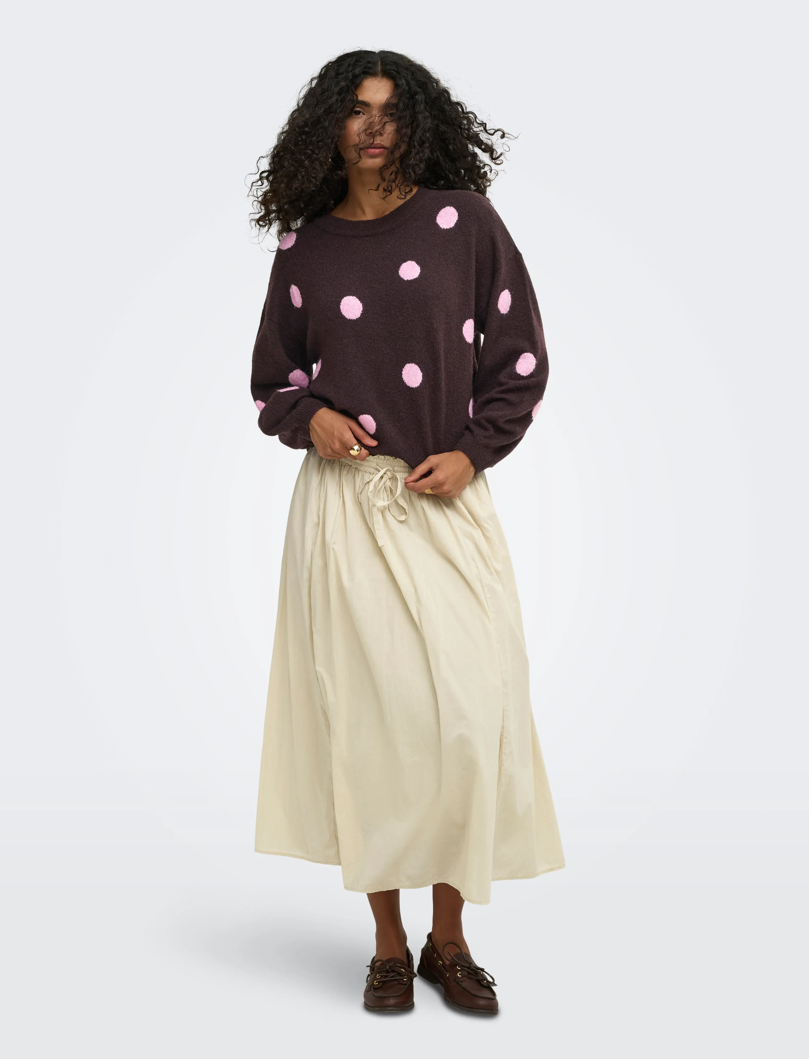 ONLY - ONLRICA LS DETAIL O-NECK CC KNT - stickade tröjor - fudge - 4