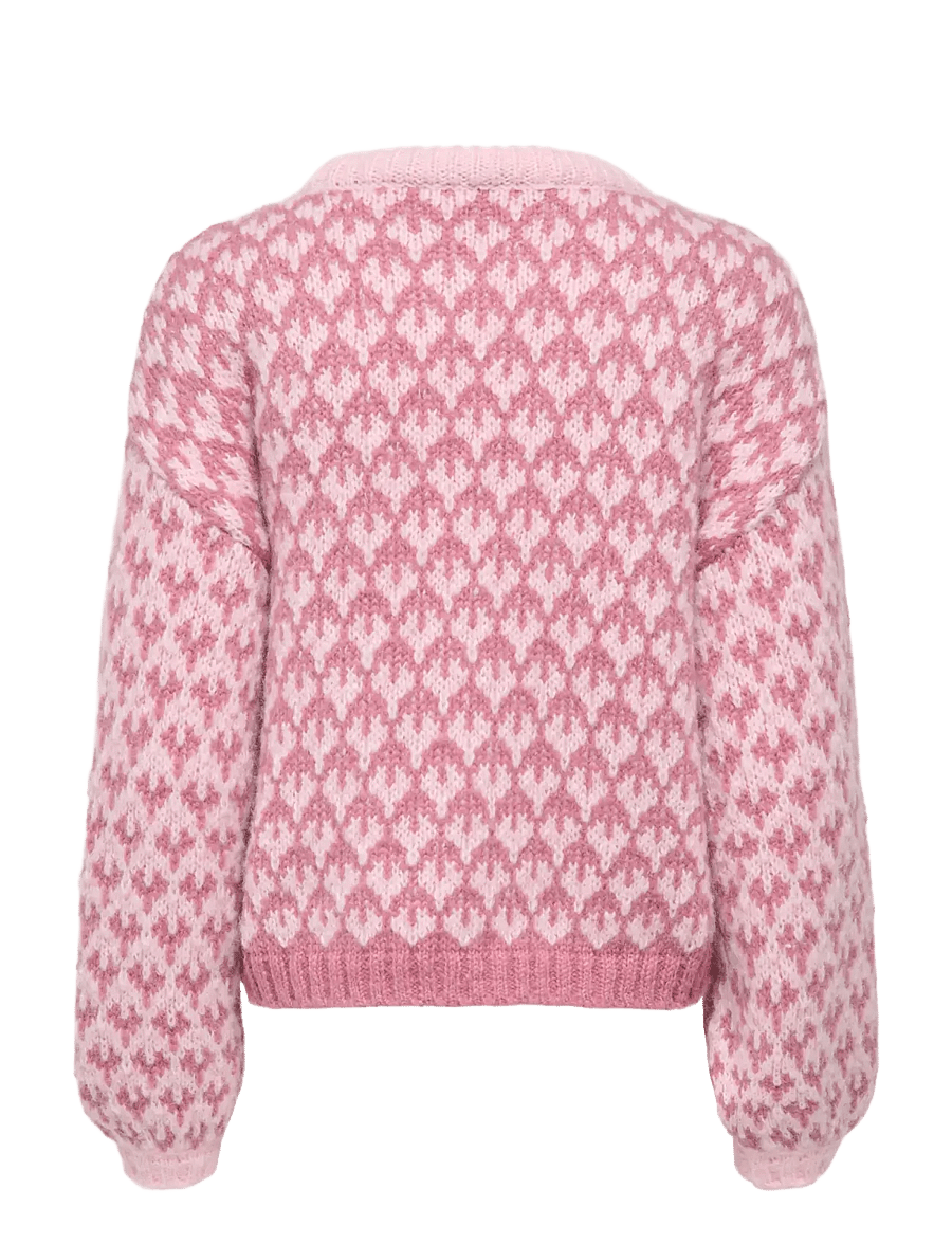 ONLY - ONLCARO LS PATTERN O-NECK CC KNT - jumpers - pink dogwood - 2