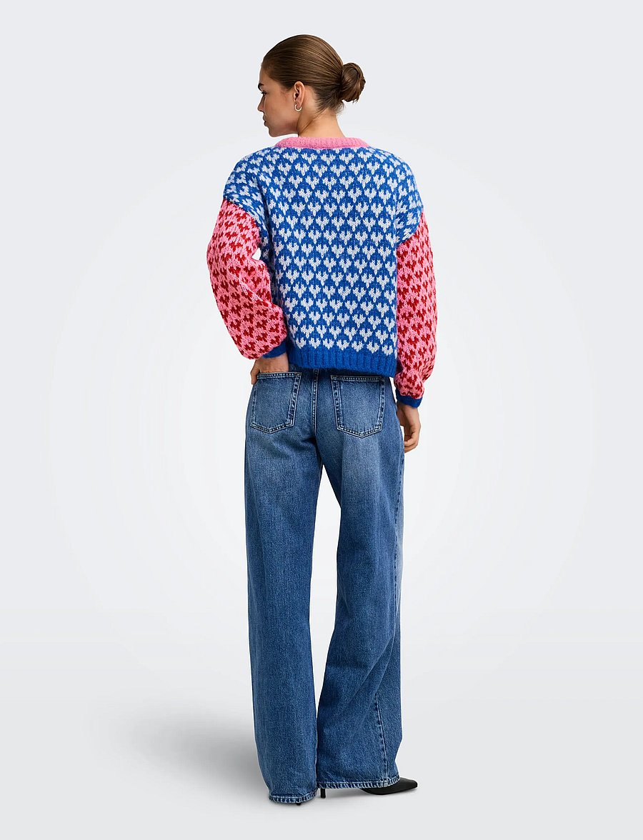 ONLY - ONLCARO LS PATTERN O-NECK CC KNT - stickade tröjor - sachet pink - 3