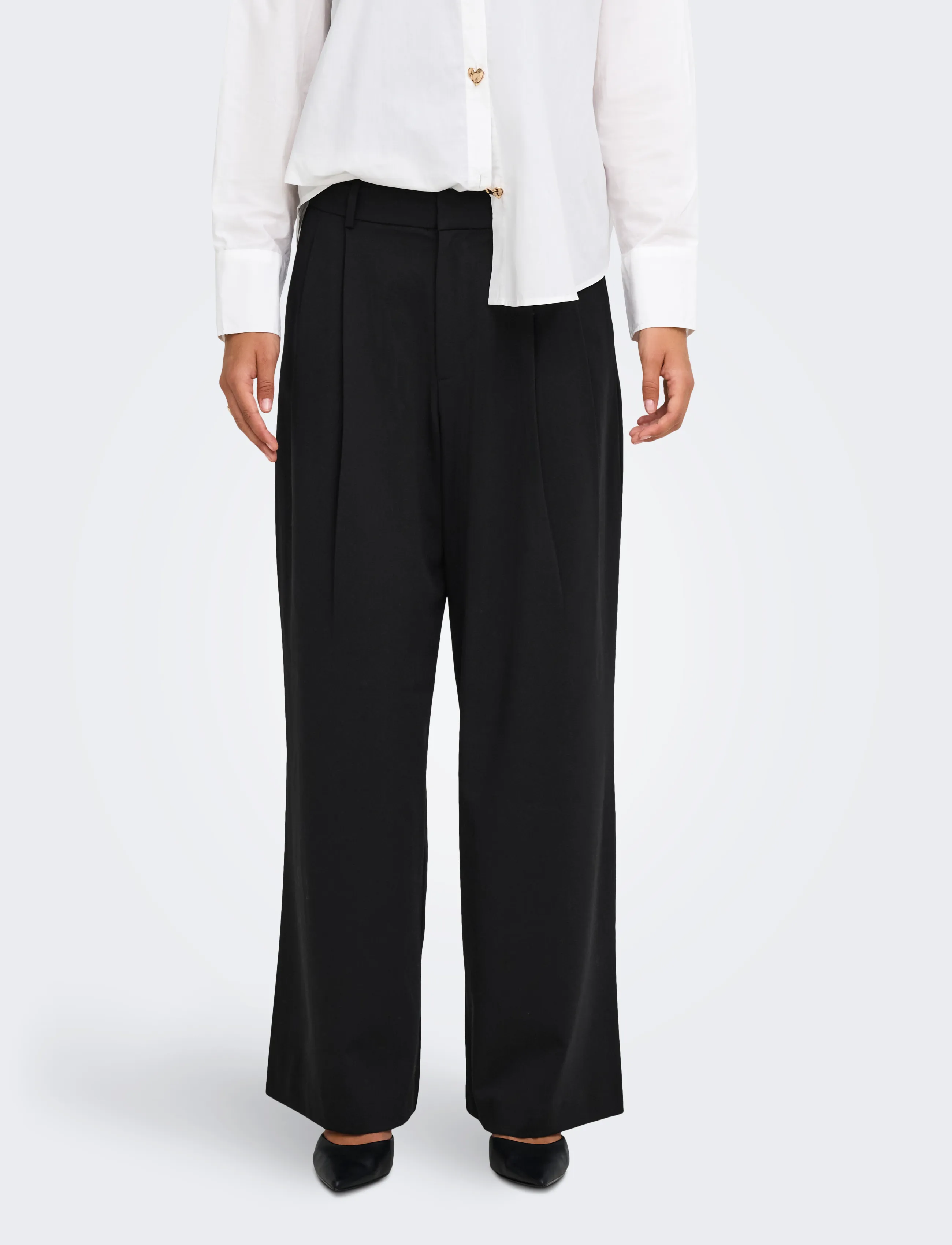 ONLY ONLSONJA HW WIDE PLEAT PANT TLR NOOS - Kleidung - BLACK / black