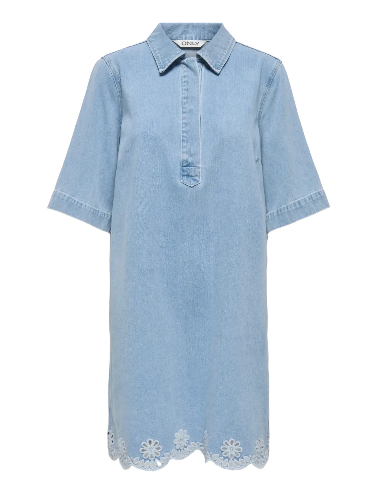 ONLY Onlbelle Ss Half Placket Dnm Kleid Sij Blau - S - Damen
