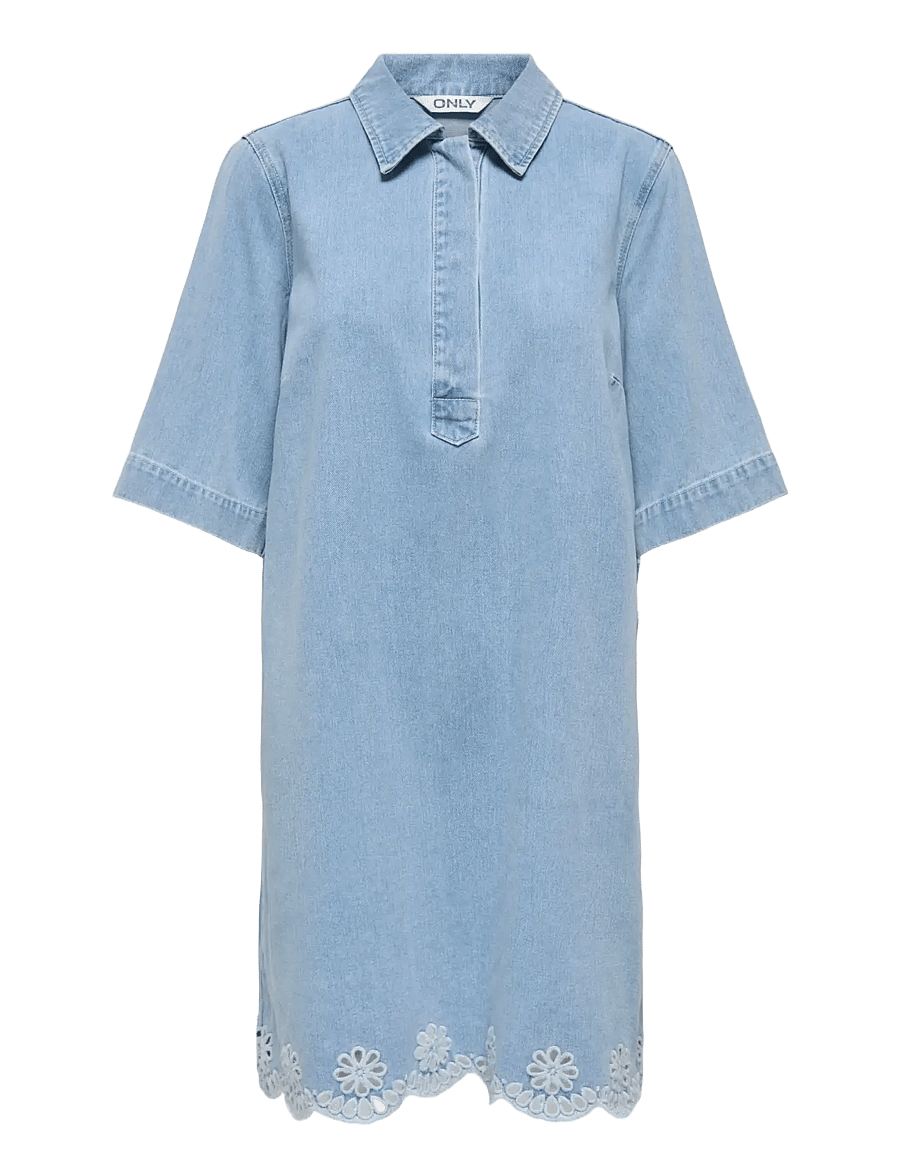 ONLY - ONLBELLE SS HALF PLACKET DNM DRESS SIJ - skjortekjoler - light blue denim - 0