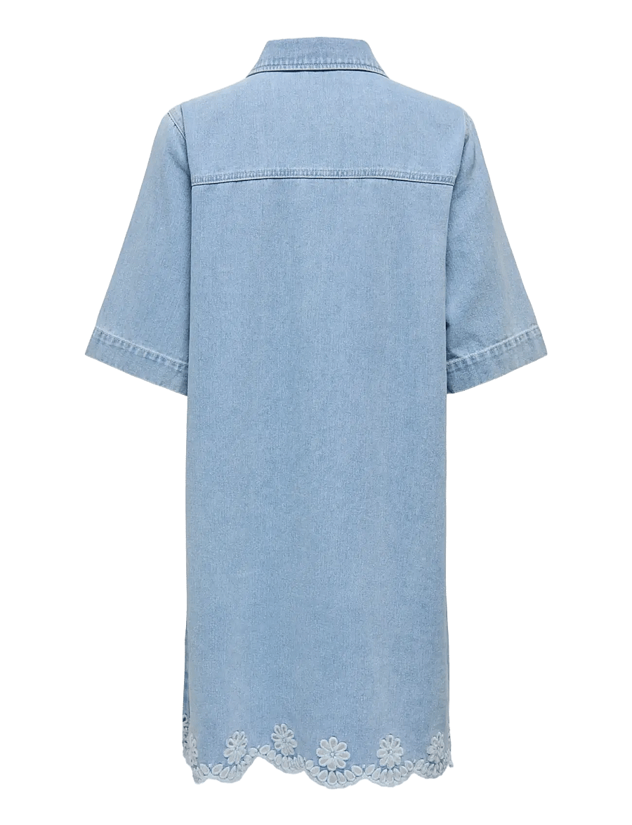 ONLY - ONLBELLE SS HALF PLACKET DNM DRESS SIJ - skjortekjoler - light blue denim - 1