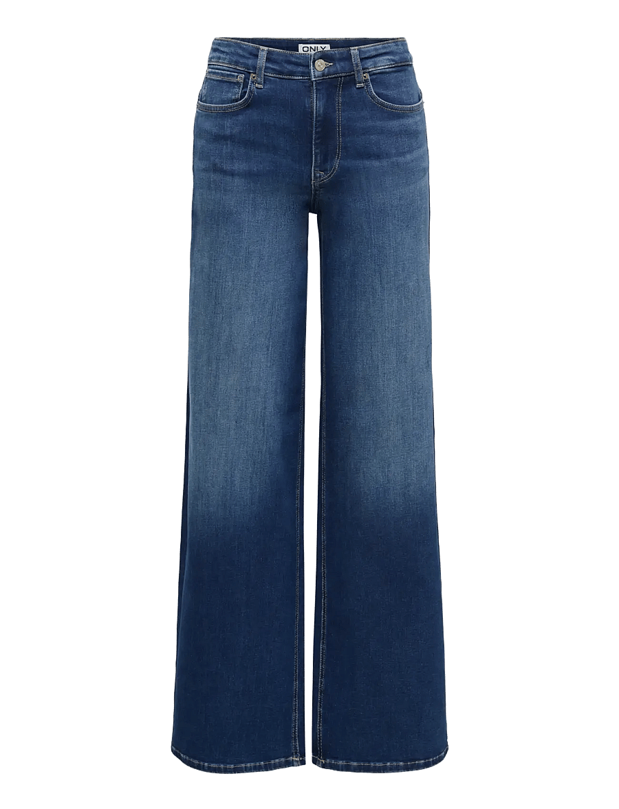 ONLY - ONLMADISON BLUSH HW WIDE DNM DOT229 NOOS - hosen mit weitem bein - dark blue denim - 0