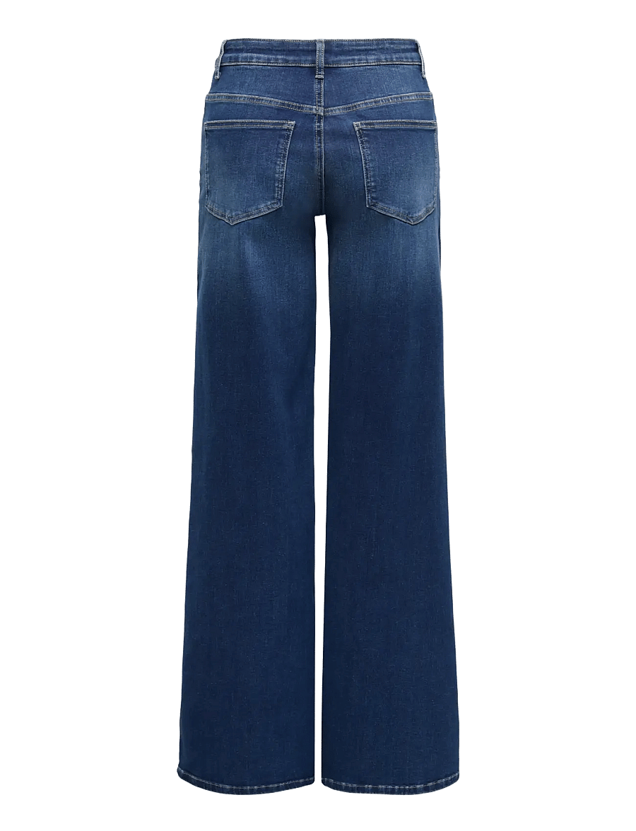 ONLY - ONLMADISON BLUSH HW WIDE DNM DOT229 NOOS - hosen mit weitem bein - dark blue denim - 1