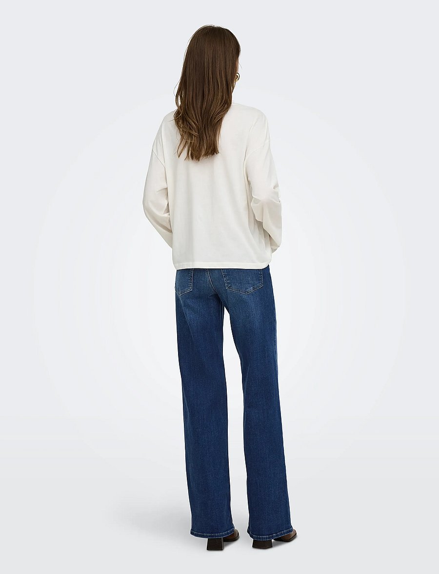 ONLY - ONLMADISON BLUSH HW WIDE DNM DOT229 NOOS - hosen mit weitem bein - dark blue denim - 3