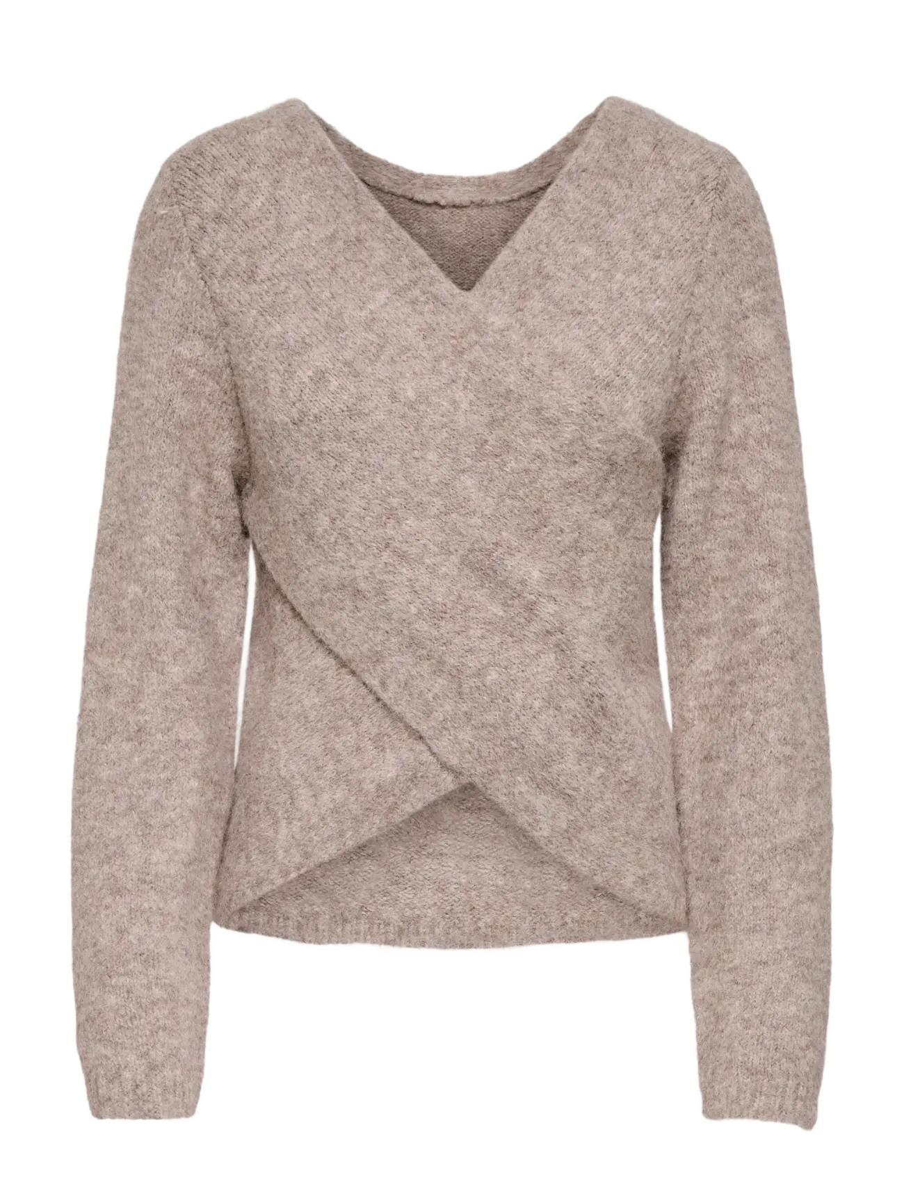 ONLY ONLZAGGIE LIFE LS V-NECK REVERSIB EX KNT - Kudumid - HUMUS / beige