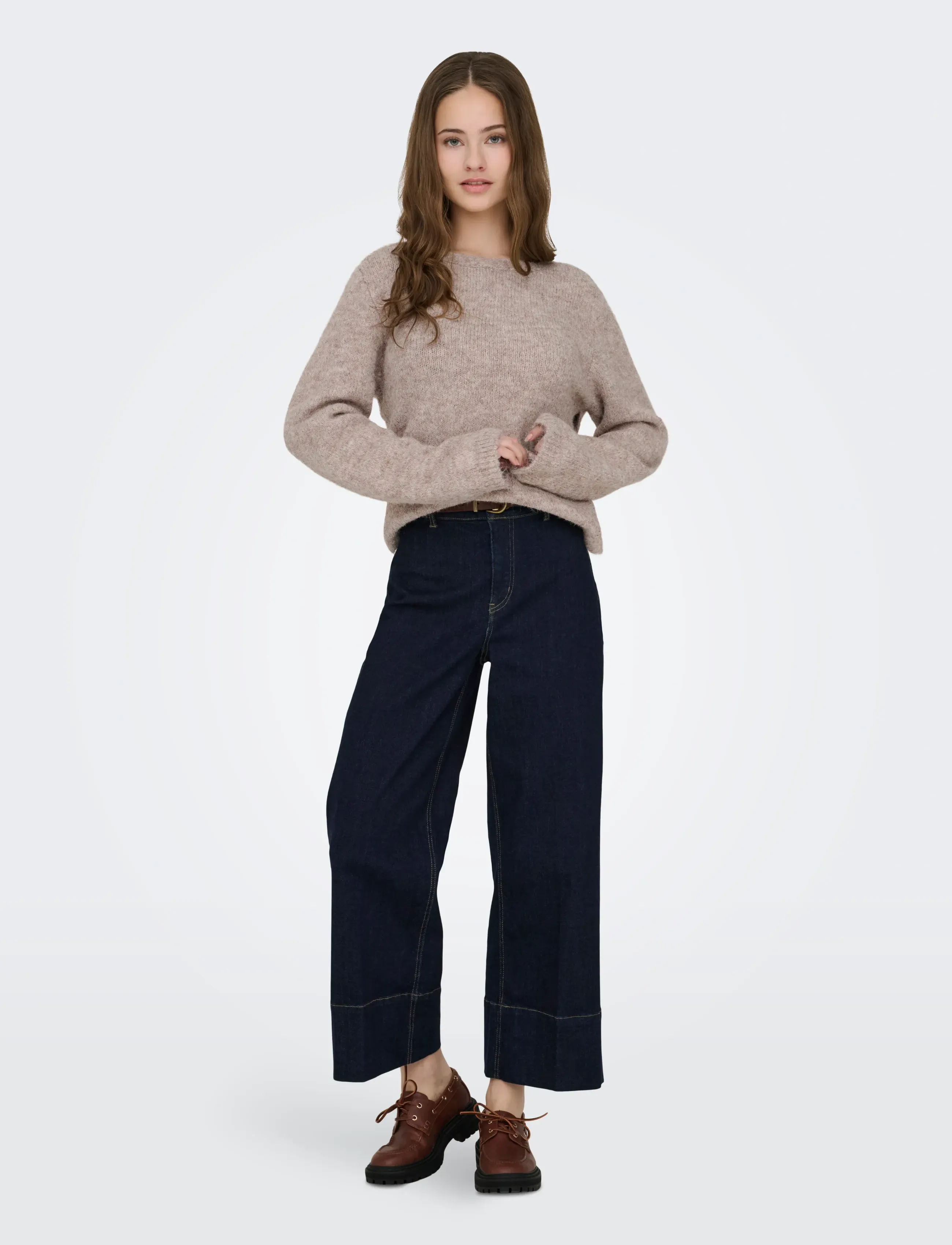 ONLY - ONLZAGGIE LIFE LS V-NECK REVERSIB EX KNT - humus - 4