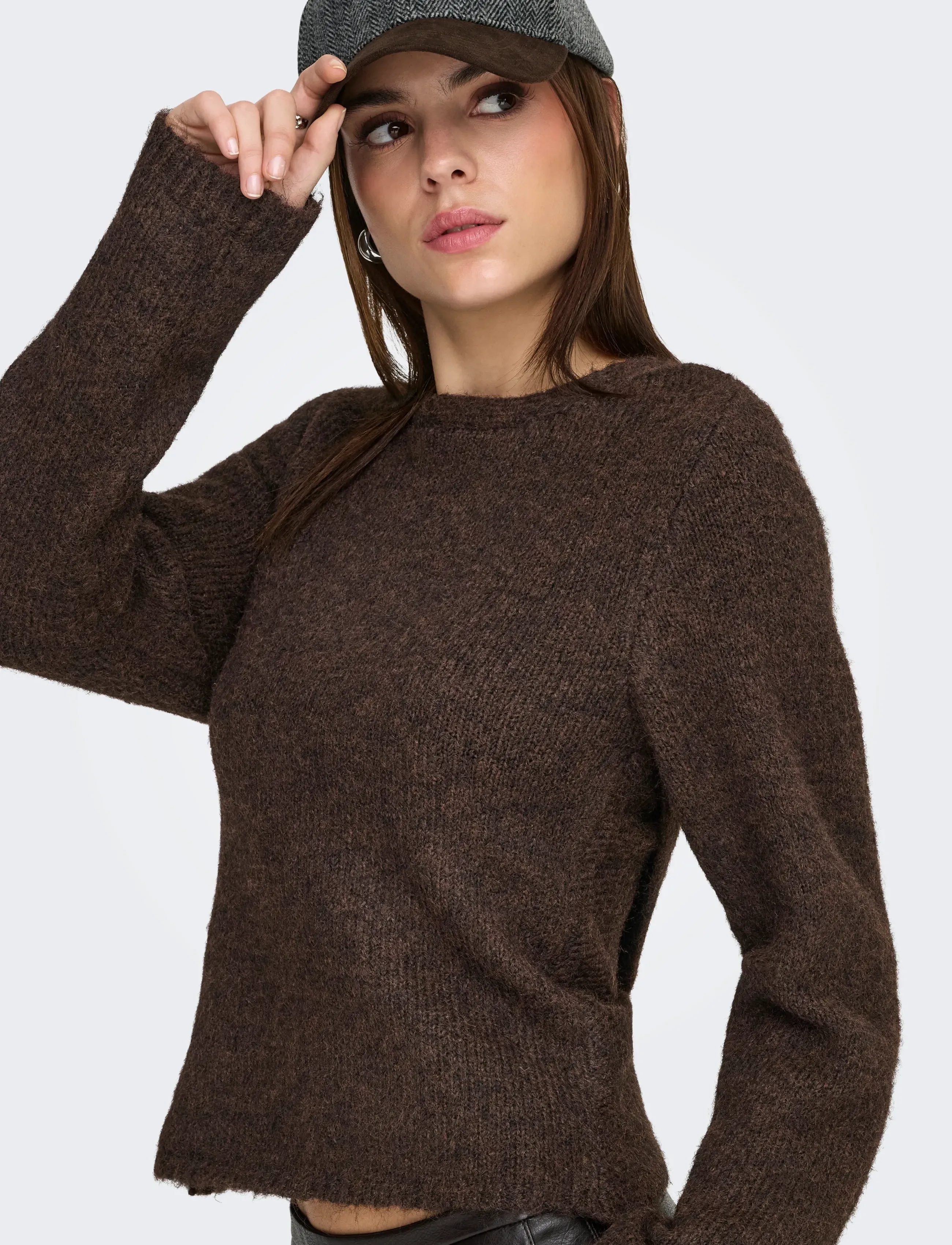 ONLY ONLZAGGIE LIFE LS V-NECK REVERSIB EX KNT - Födelsedag - SEAL BROWN / brown