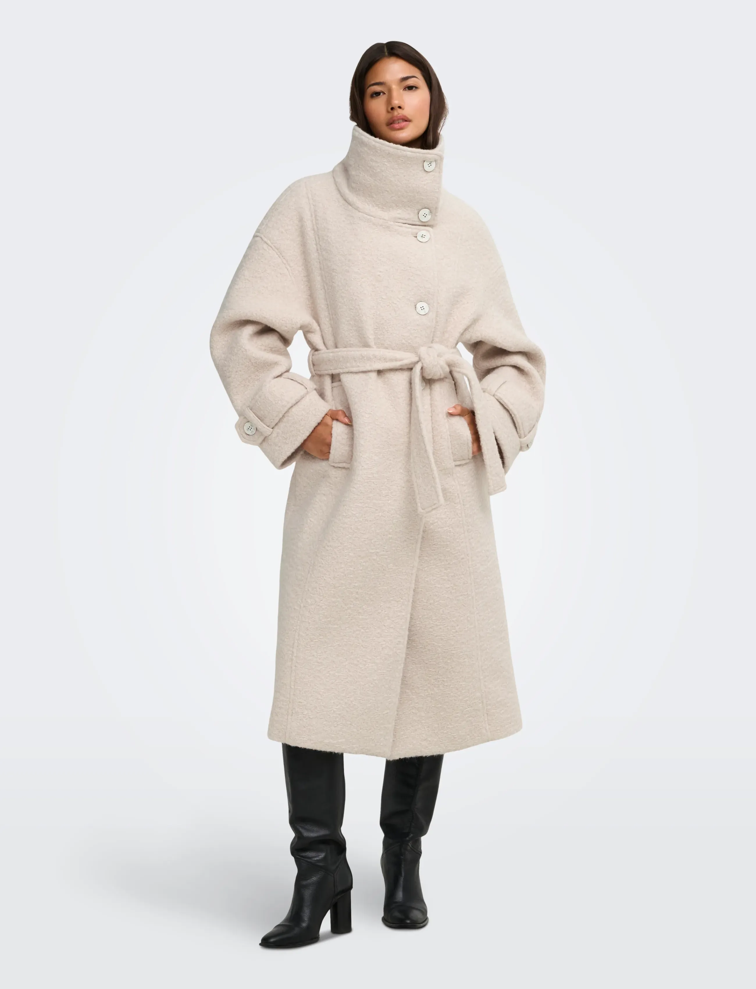 ONLY - ONLBRANDY HIGH NECK COAT OTW - Üleriided - pumice stone - 0