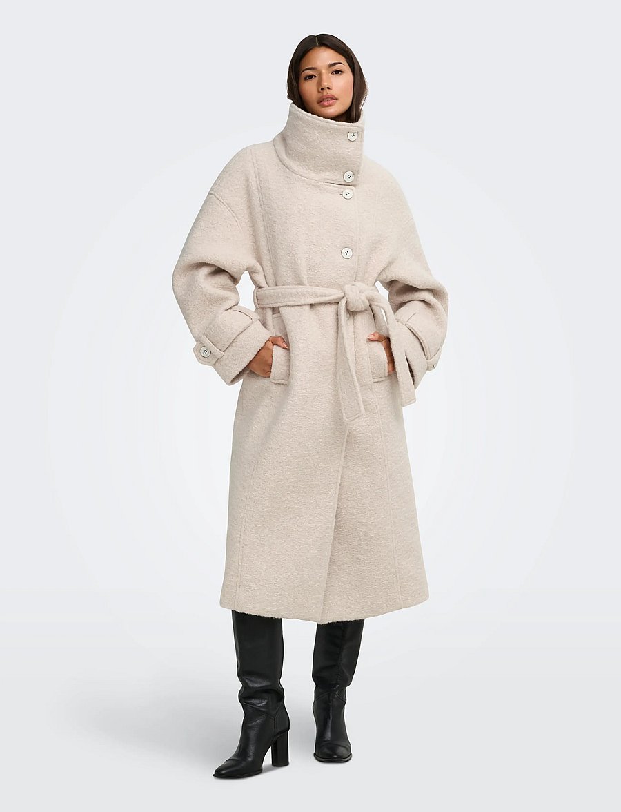 ONLY - ONLBRANDY HIGH NECK COAT OTW - frakker - pumice stone - 0