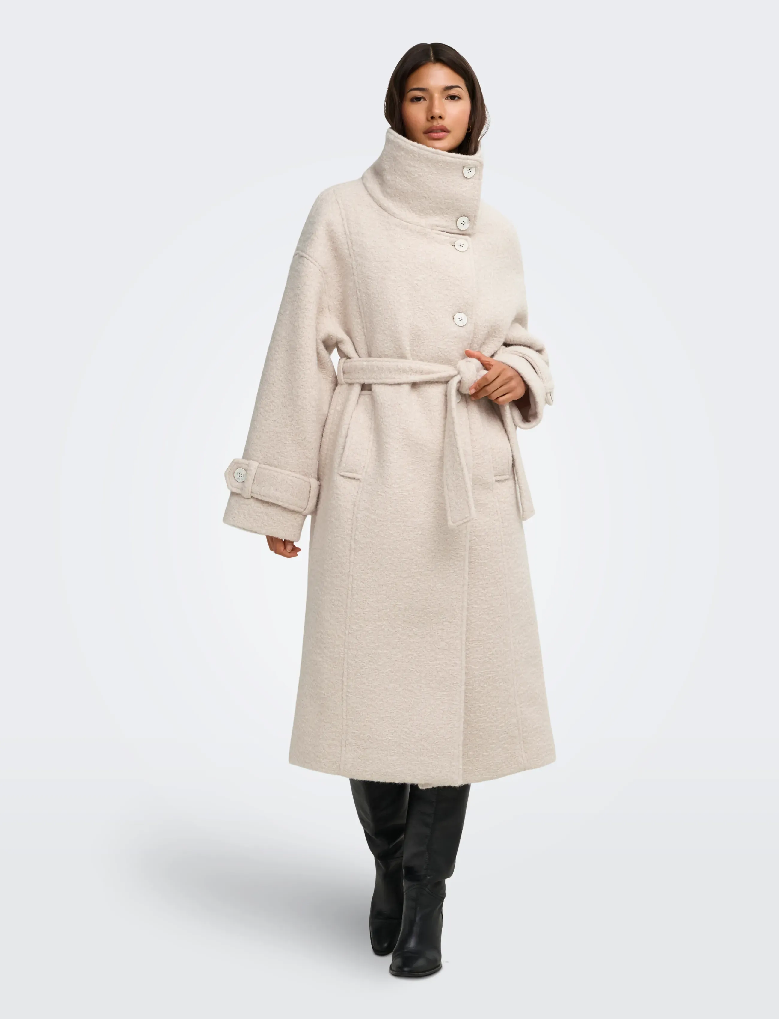 ONLY - ONLBRANDY HIGH NECK COAT OTW - Üleriided - pumice stone - 4