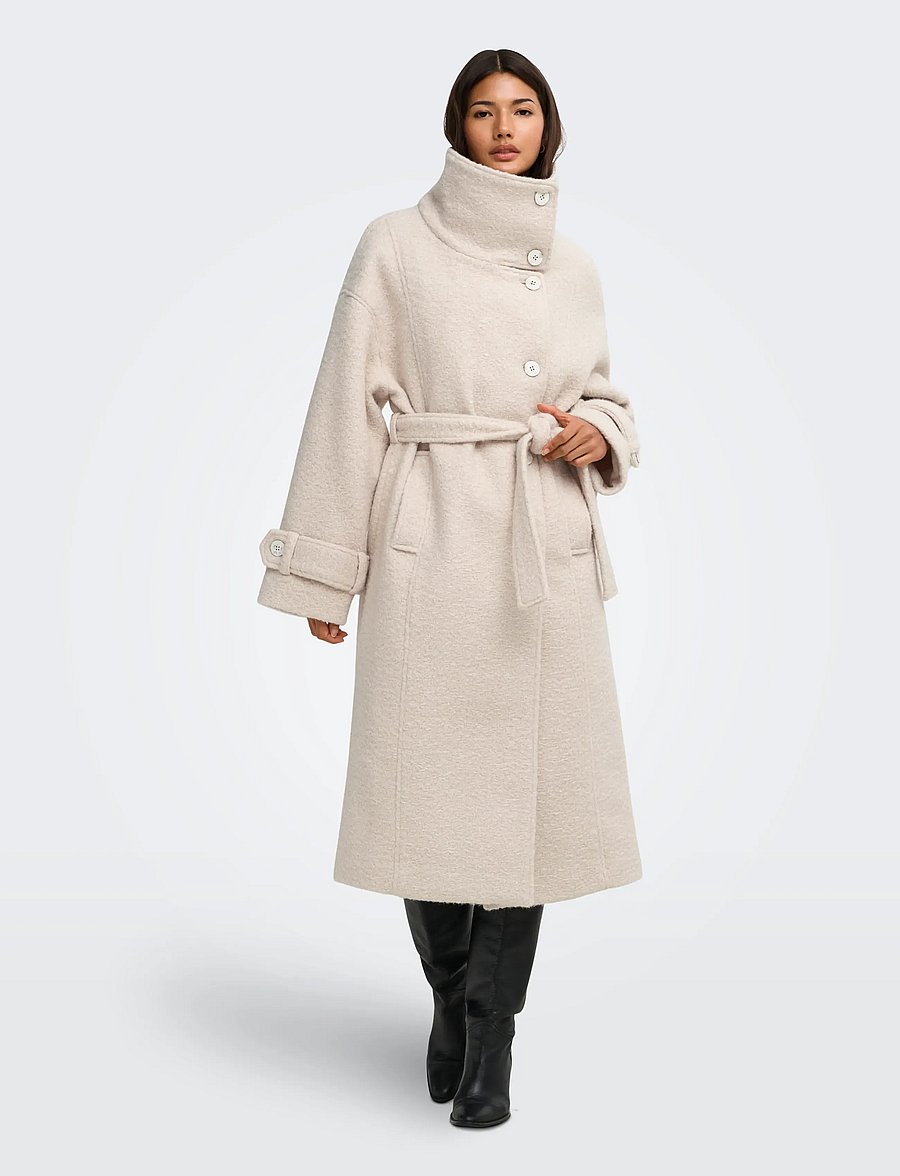 ONLY - ONLBRANDY HIGH NECK COAT OTW - frakker - pumice stone - 4