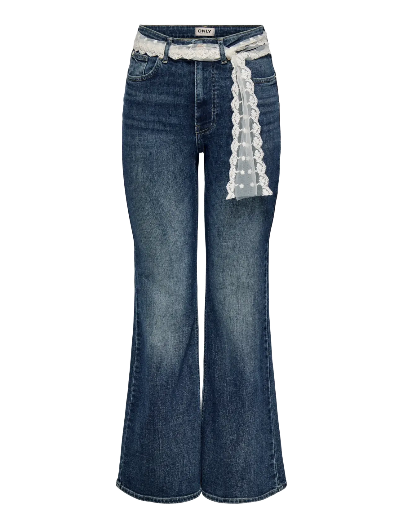 ONLY Onlregent Hw Flare Dnm Lace Belt Tai, 29 x 32, Jeans, Blau - Flares, Frauen