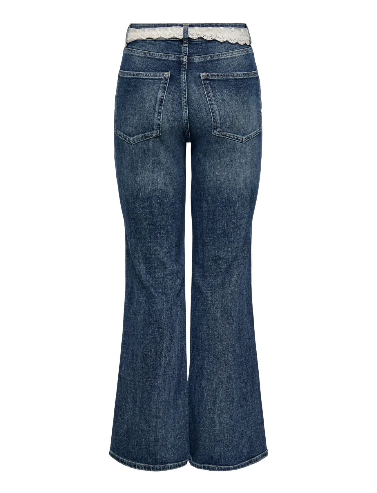 ONLY - ONLREGENT HW FLARE DNM LACE BELT TAI - schlaghosen - medium blue denim - 1