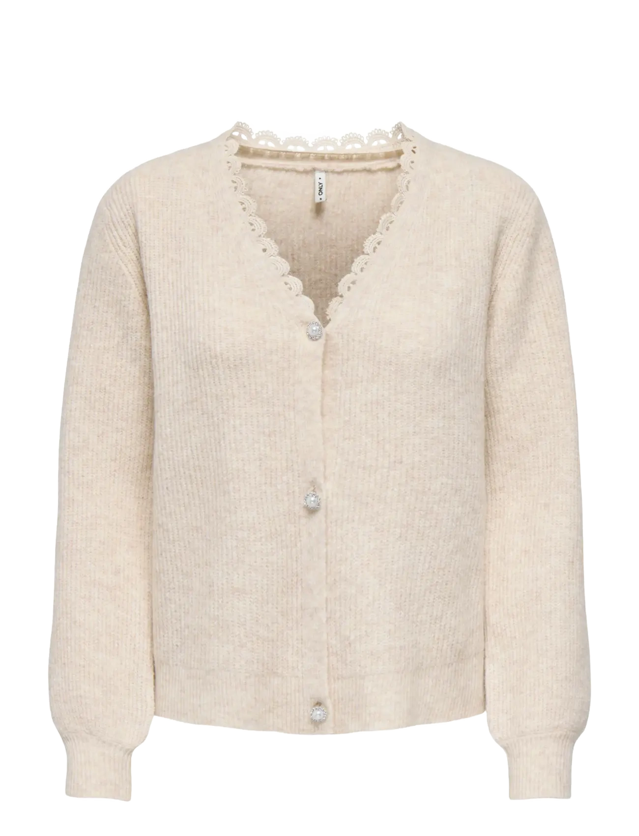 ONLY ONLSIA LS V-NECK WOVEN CARDI CS KNT - Tøj - BIRCH / cream