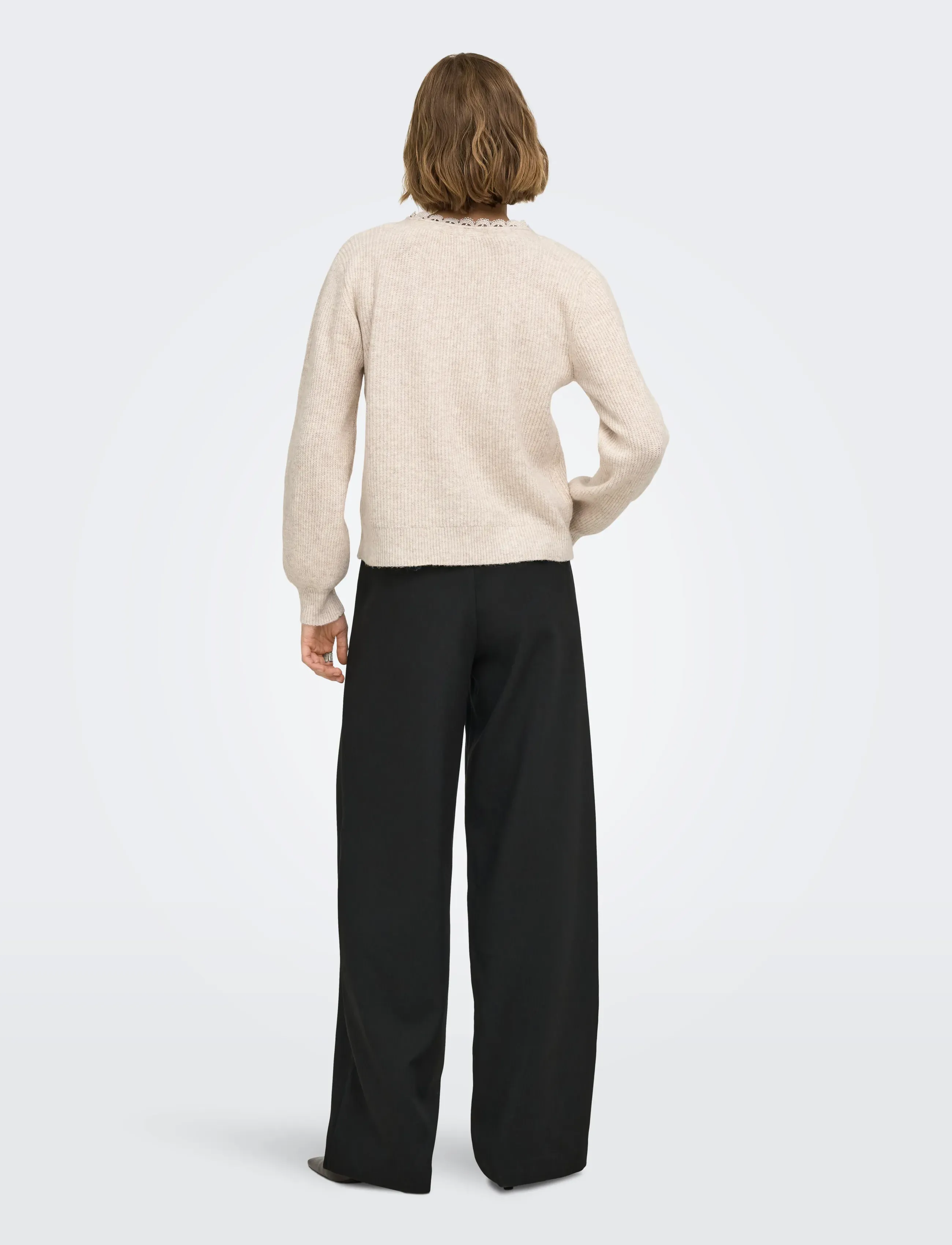 ONLY - ONLSIA LS V-NECK WOVEN CARDI CS KNT - birch - 3
