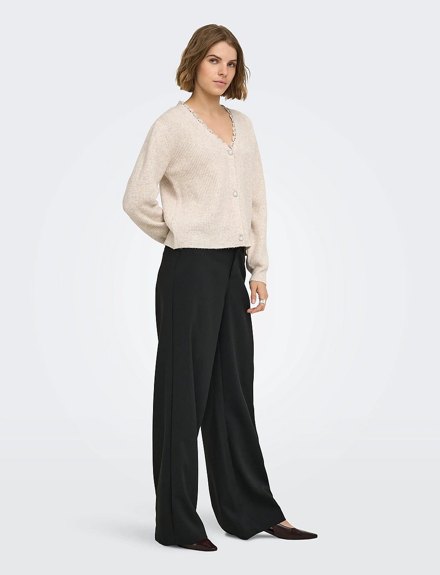 ONLY - ONLSIA LS V-NECK WOVEN CARDI CS KNT - birch - 4