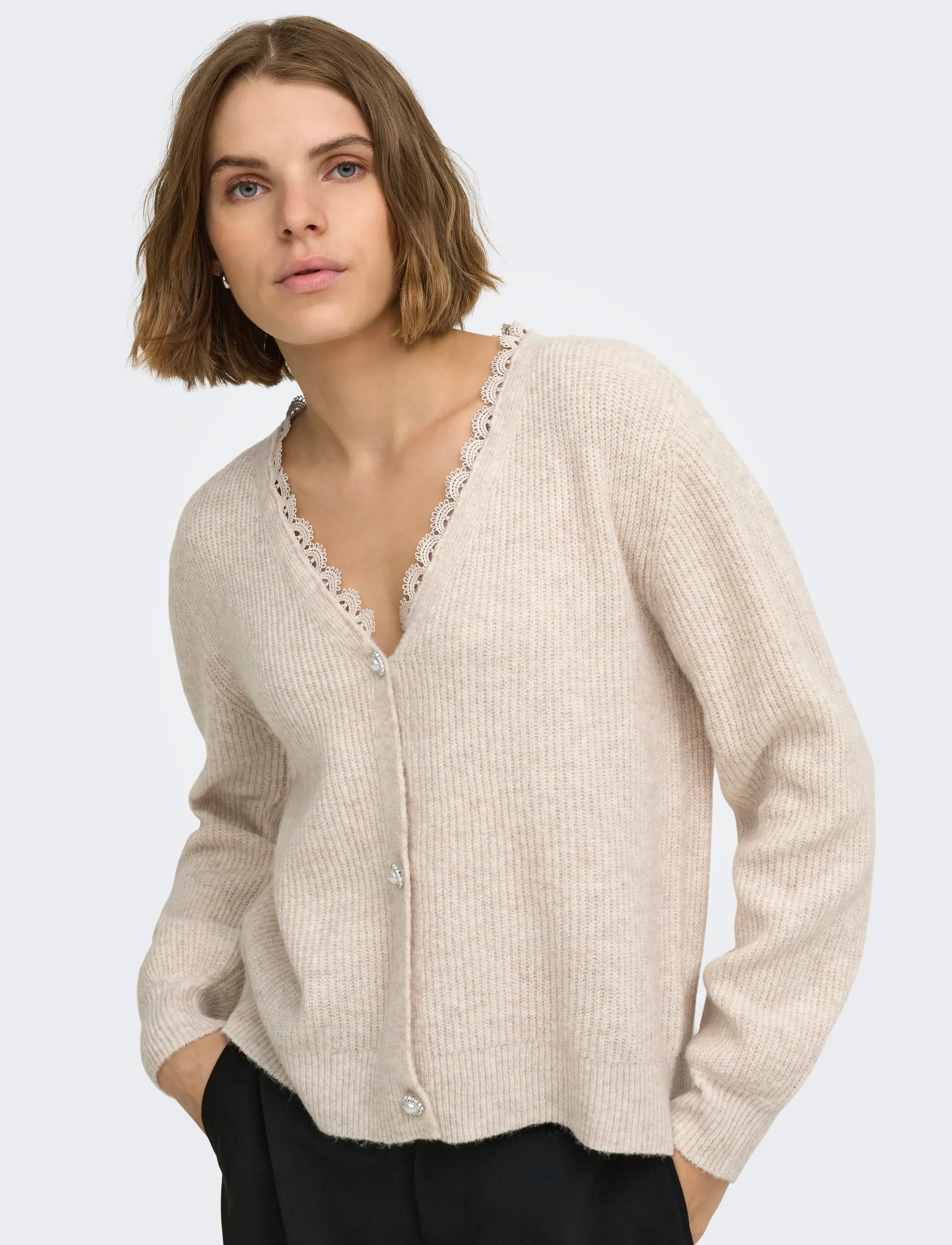 ONLY Onlsia Ls V-Neck Woven Cardi Cs Knt koftor & cardigans dam – bild 6