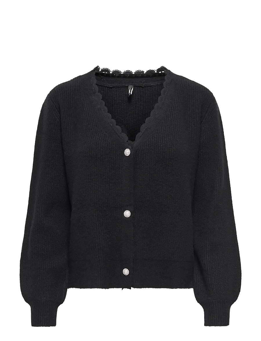 ONLY - ONLSIA LS V-NECK WOVEN CARDI CS KNT - black - 1