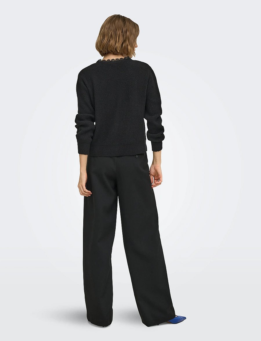 ONLY - ONLSIA LS V-NECK WOVEN CARDI CS KNT - black - 3