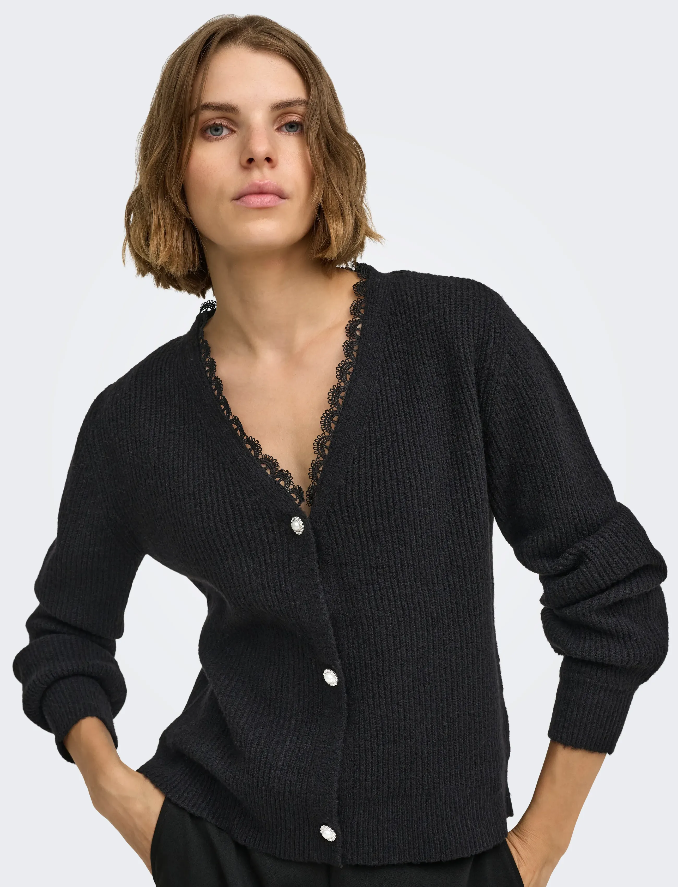 ONLY Onlsia Ls V-Neck Woven Cardi Cs Knt koftor & cardigans dam – bild 6