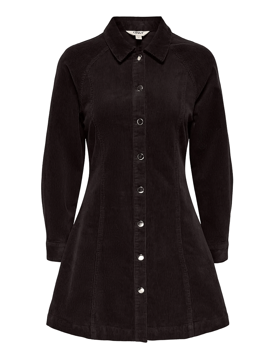 ONLY - ONLZEVA L/S SHORT CORD DRESS CC PNT - skjortekjoler - chocolate torte - 0