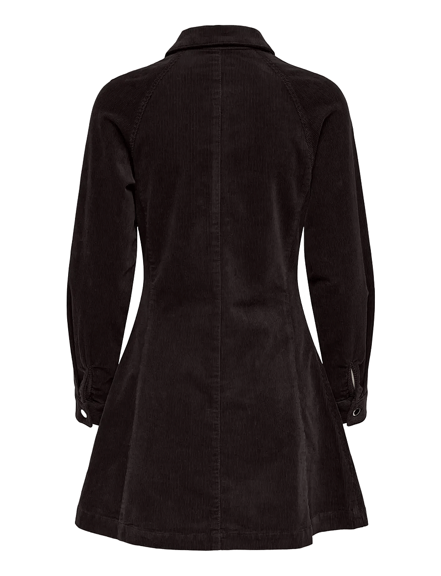 ONLY - ONLZEVA L/S SHORT CORD DRESS CC PNT - skjortekjoler - chocolate torte - 1