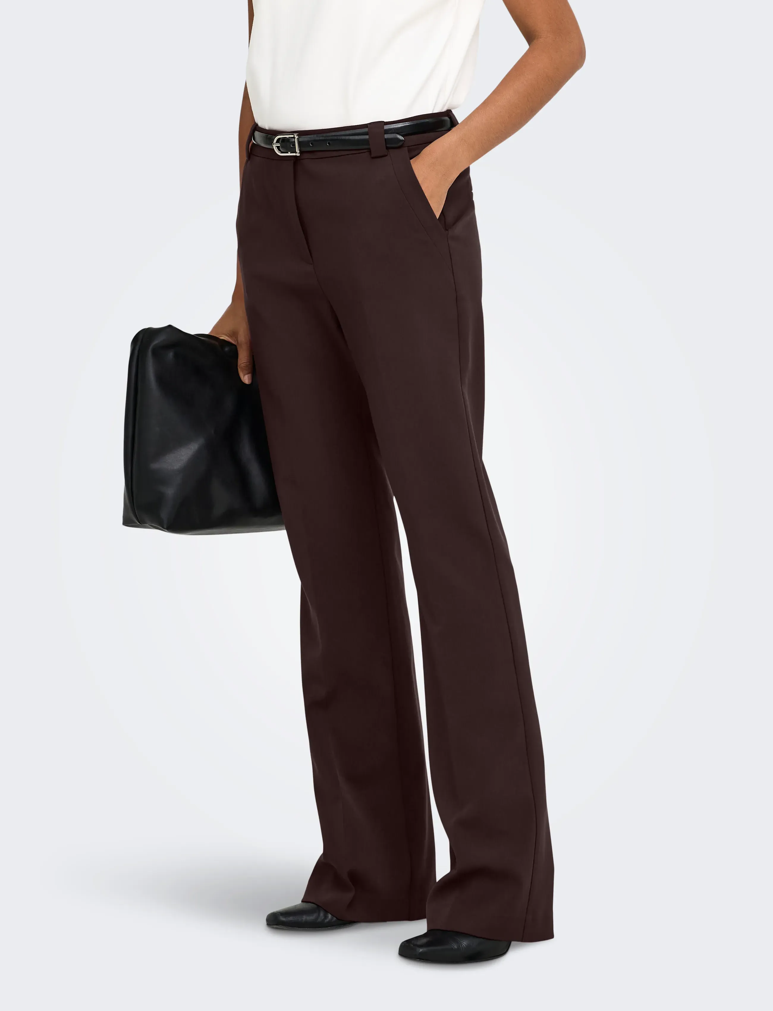ONLY - ONLASTRID HW FLARED PANT CC TLR - utsvängda byxor - chocolate torte - 0