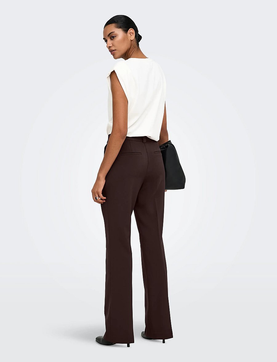 ONLY - ONLASTRID HW FLARED PANT CC TLR - utsvängda byxor - chocolate torte - 3