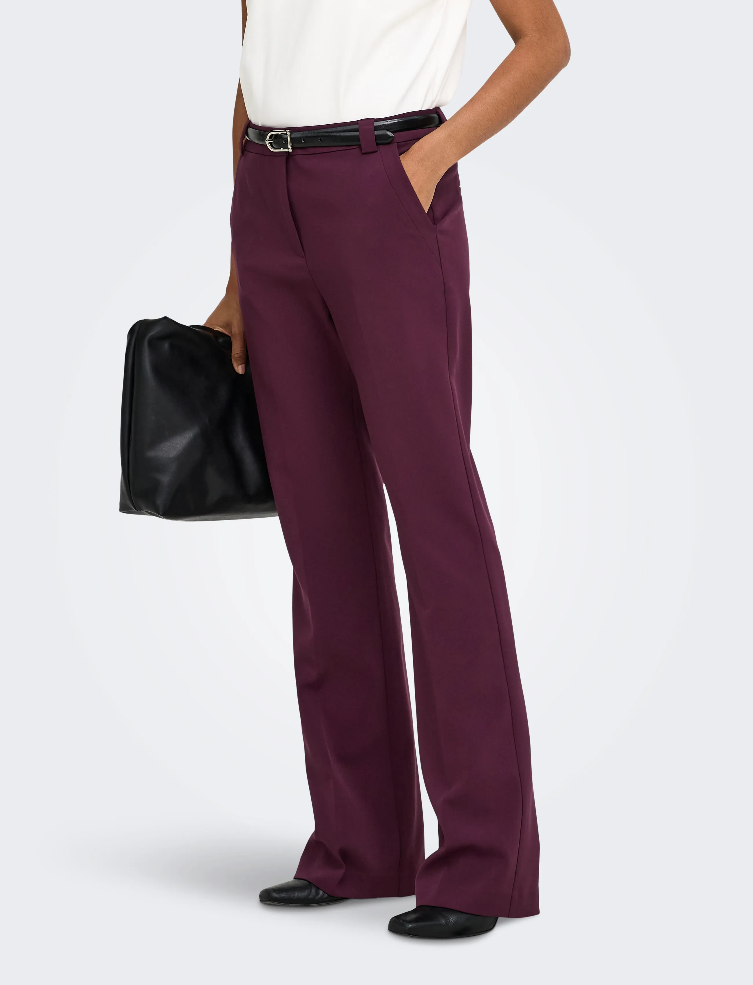 ONLY ONLASTRID HW FLARED PANT CC TLR - Kläder - WINETASTING / burgundy