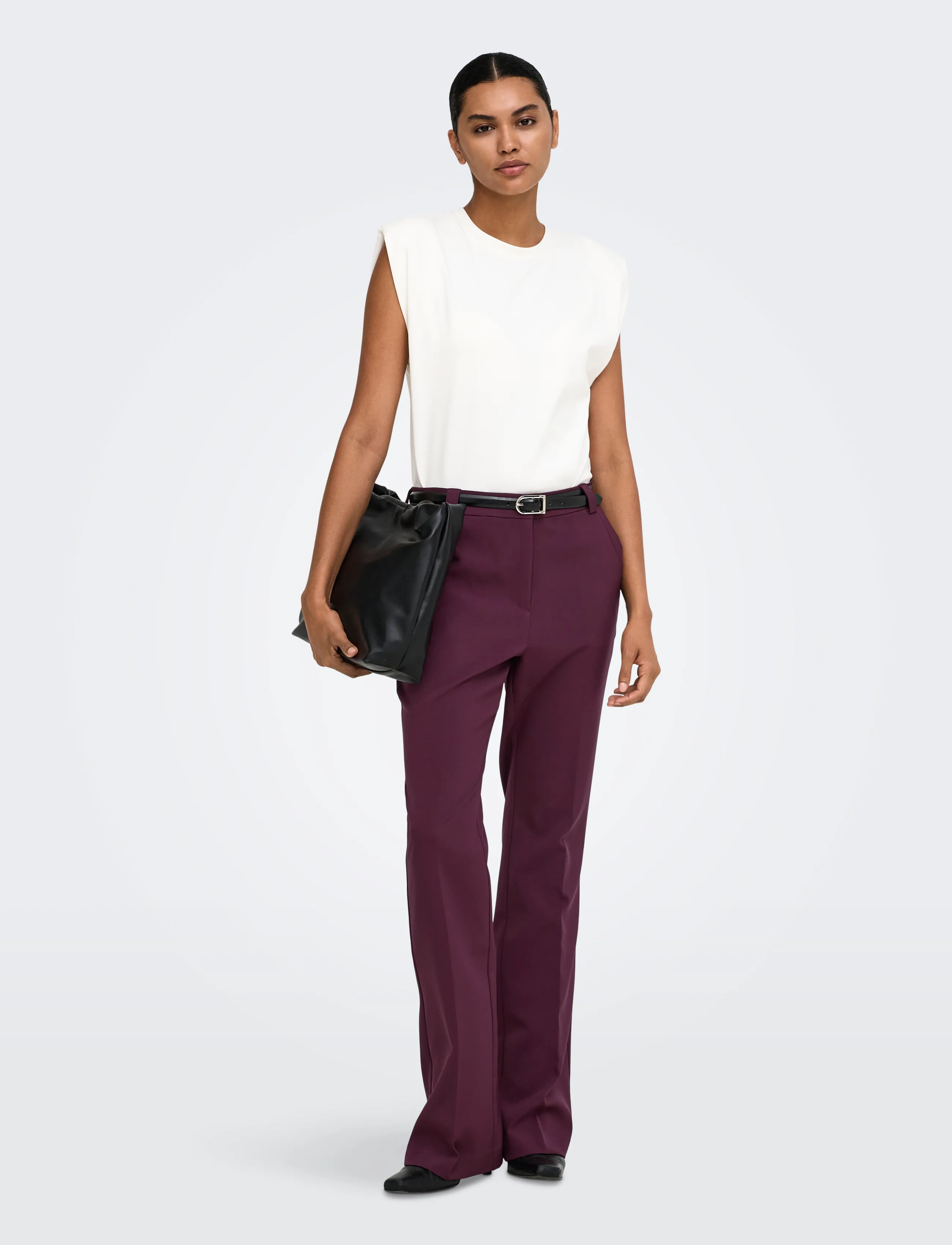 ONLY - ONLASTRID HW FLARED PANT CC TLR - utsvängda byxor - winetasting - 4