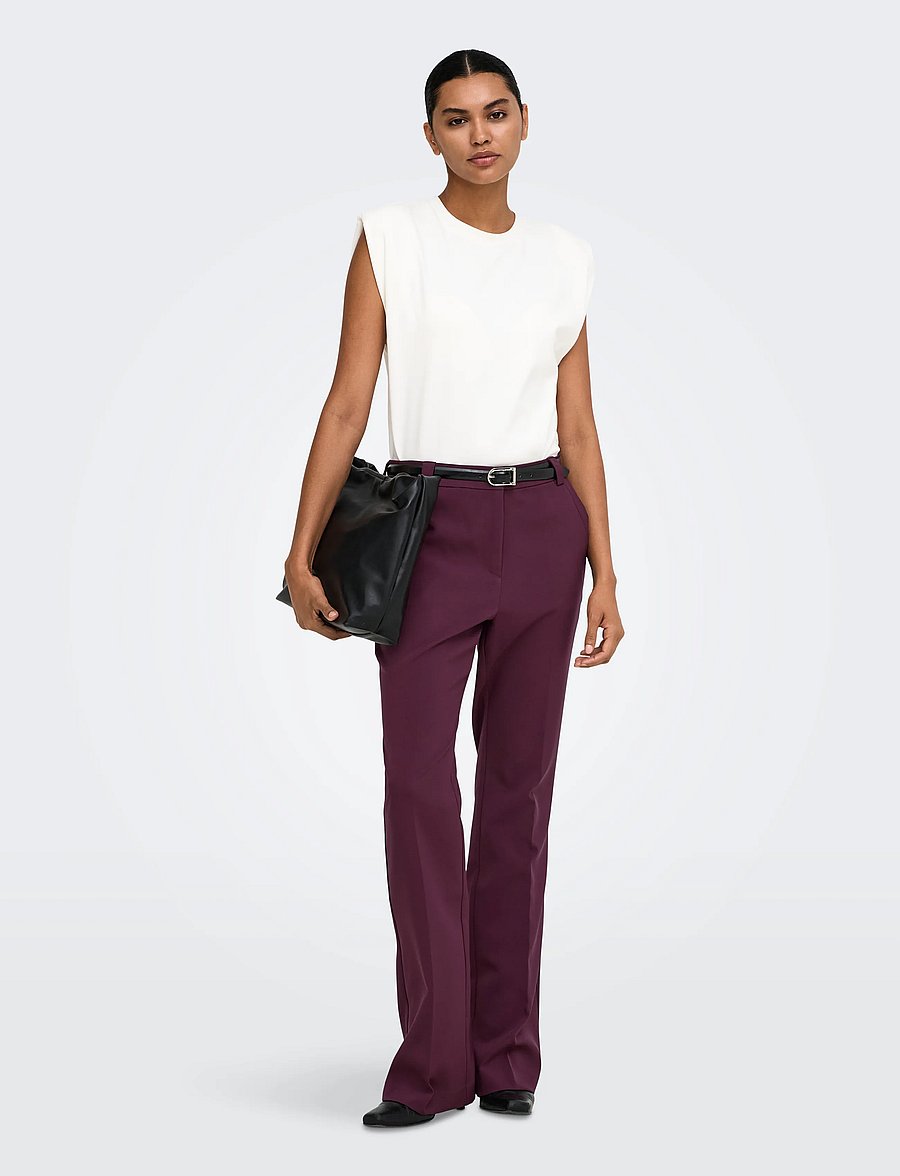 ONLY - ONLASTRID HW FLARED PANT CC TLR - utsvängda byxor - winetasting - 4