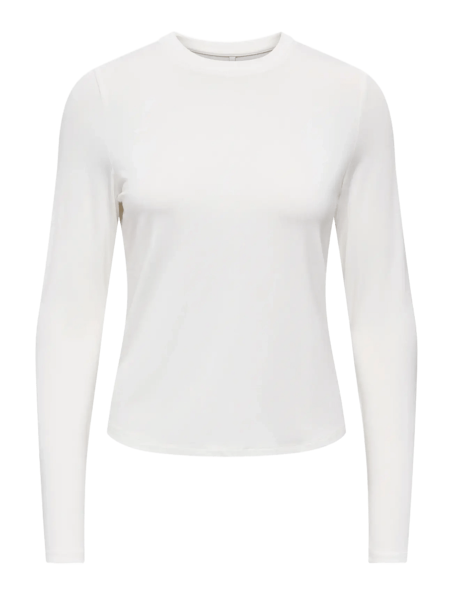 ONLY - ONLBAMBOO L/S O-NECK TOP JRS - cloud dancer - 1
