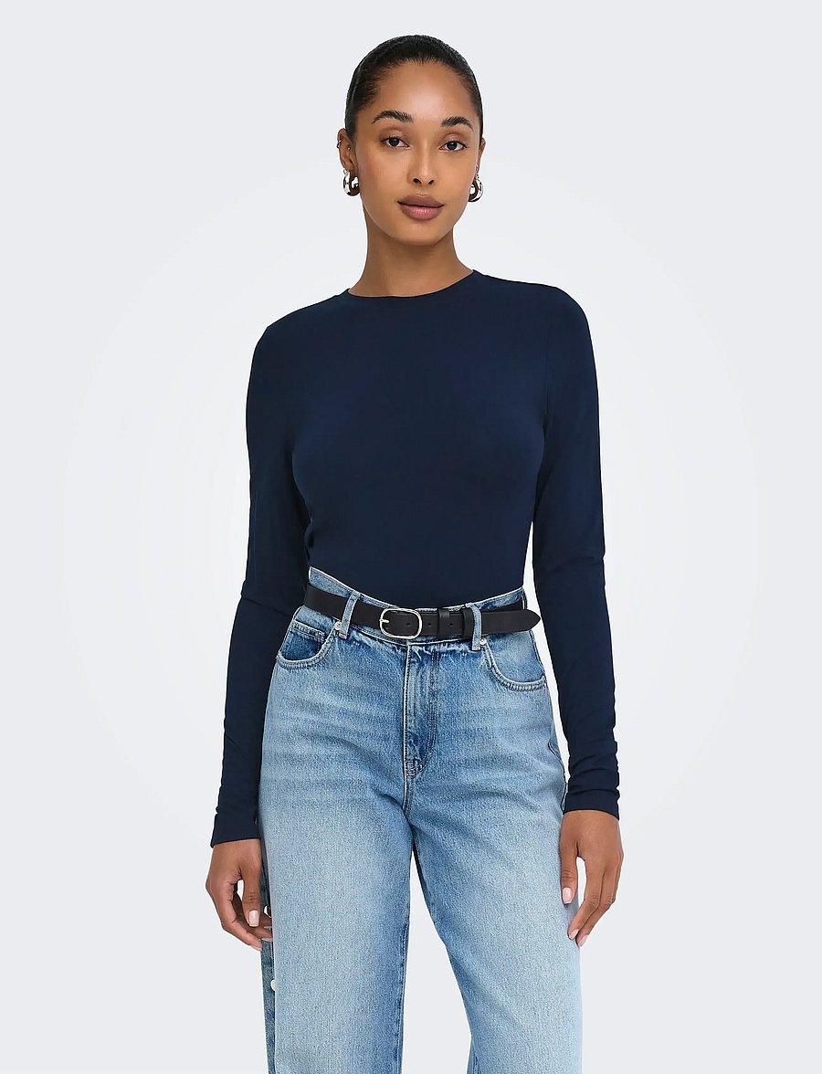ONLY - ONLBAMBOO L/S O-NECK TOP JRS - langærmede toppe - night sky - 0