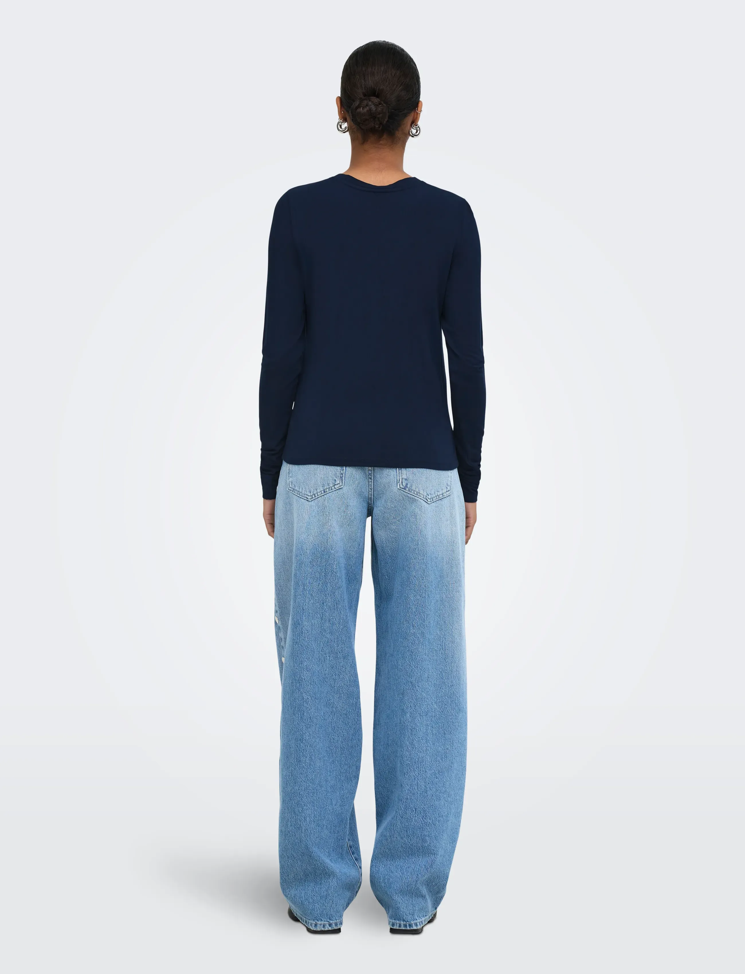 ONLY - ONLBAMBOO L/S O-NECK TOP JRS - langærmede toppe - night sky - 3