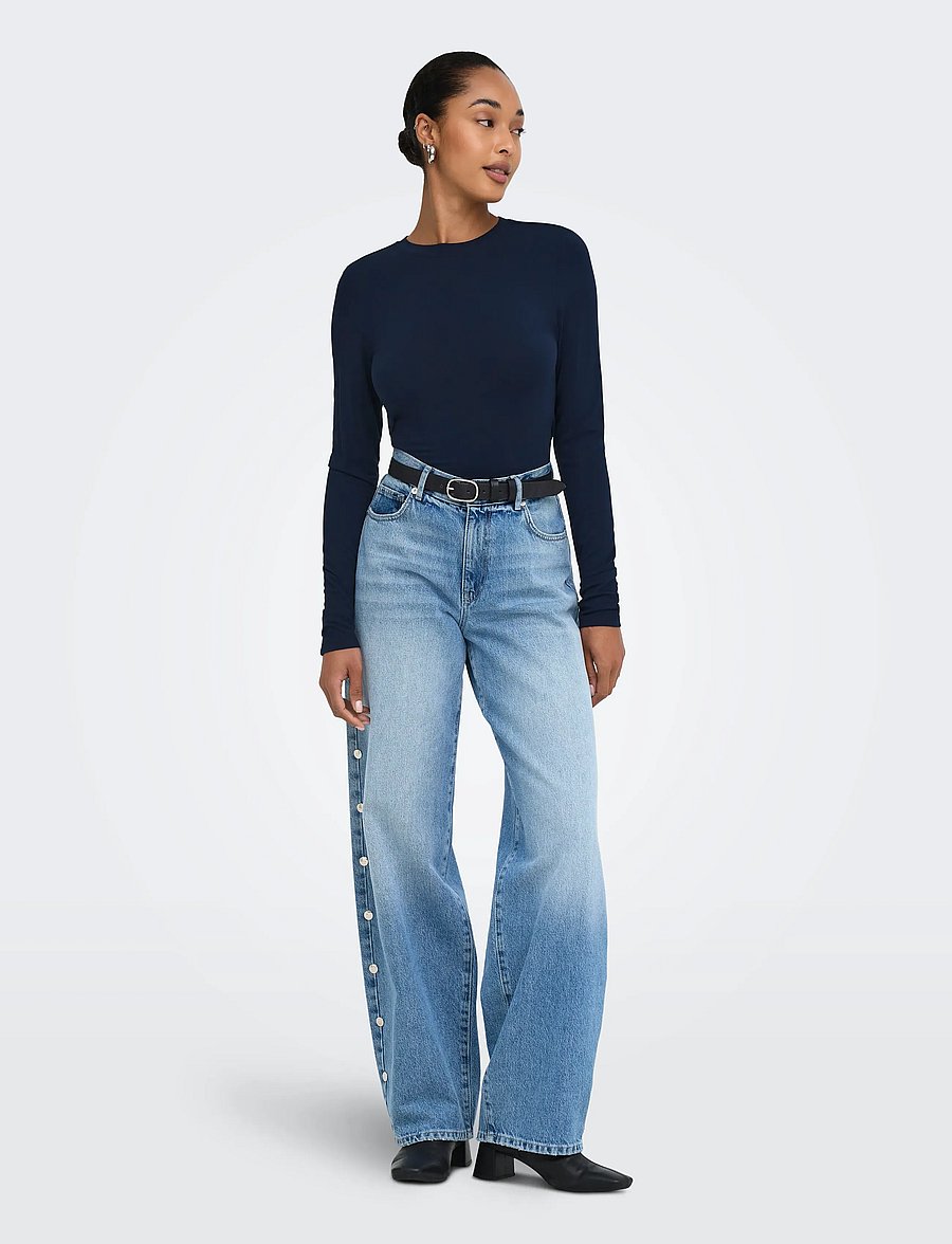 ONLY - ONLBAMBOO L/S O-NECK TOP JRS - langærmede toppe - night sky - 4