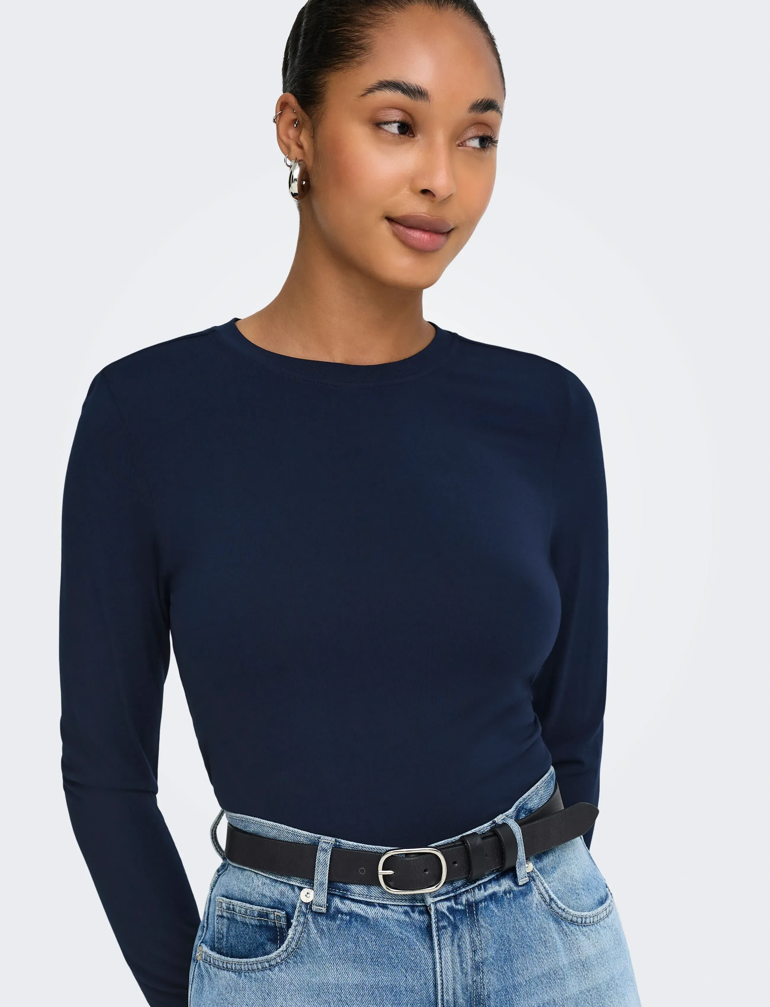 ONLY - ONLBAMBOO L/S O-NECK TOP JRS - langærmede toppe - night sky - 5